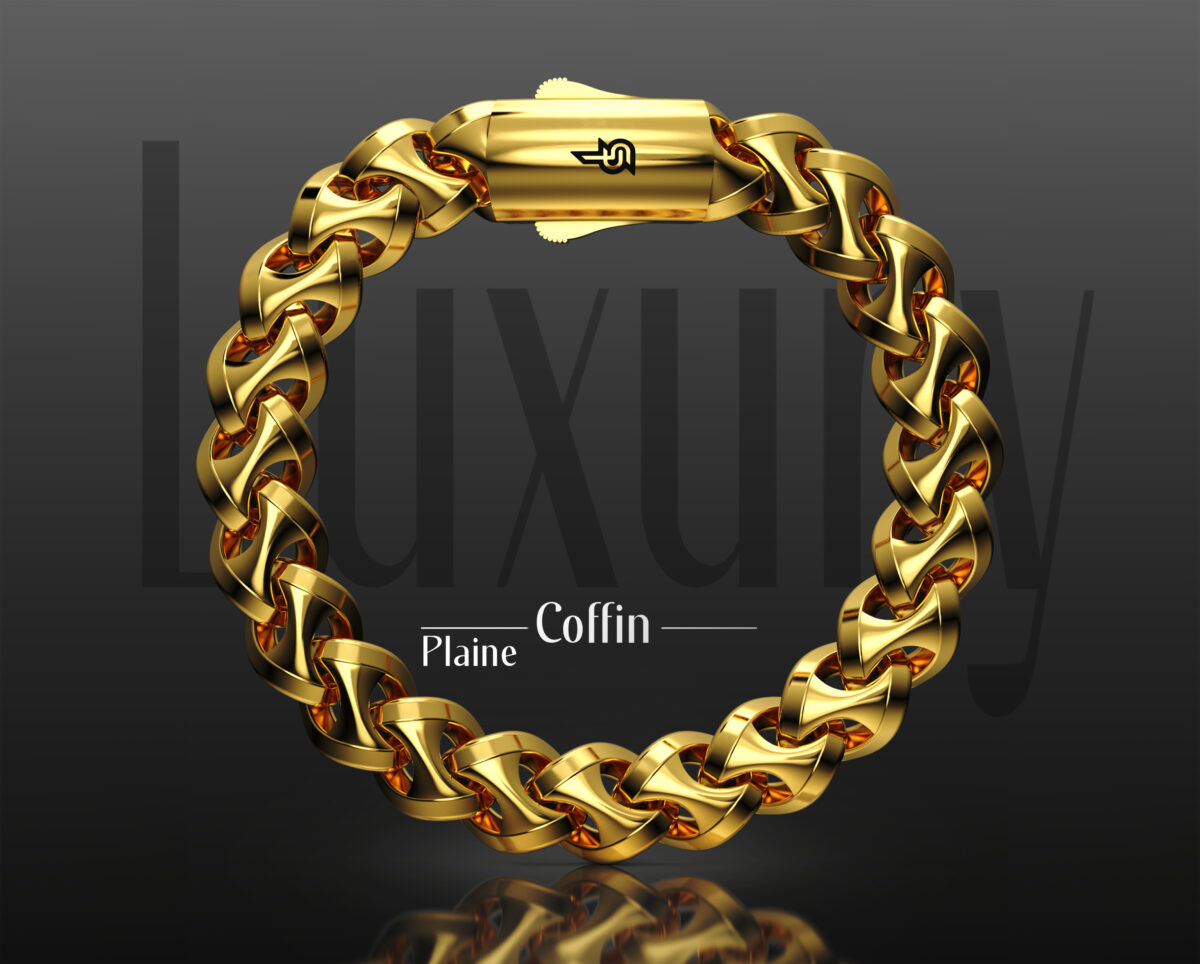 SilverPoint – 925 Silver Coffin Bracelet – Plaın (18K Gold Plated)