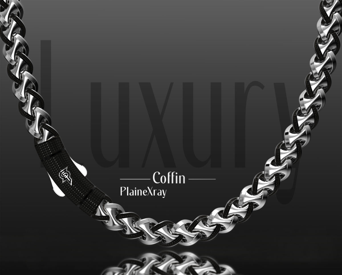 SilverPoint – 925 Silver Coffin Chain – PlaınXRay (Black Rhodium)
